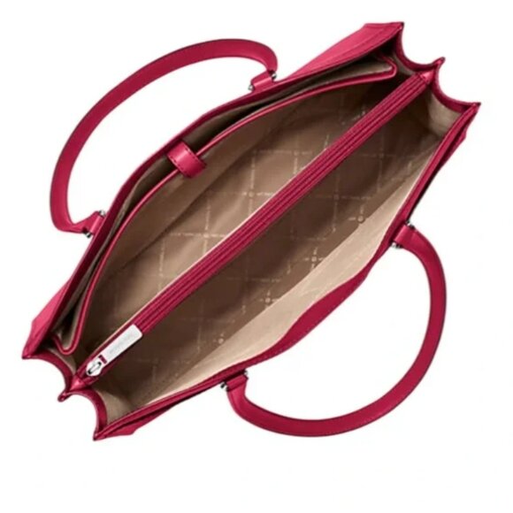Dark Raspberry Jet Set Travel Large Saffiano Leather Tote Bag. Michael Kors. New - Picture 9 of 10